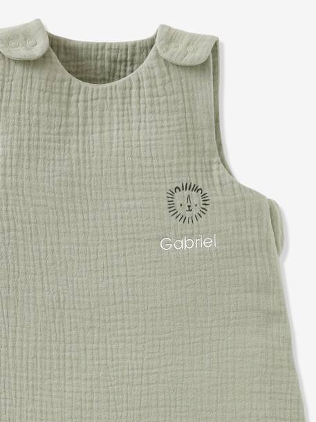 Summer Baby Sleeping Bag in Organic Cotton* Gauze, No Lining coral+grey blue+sage green 
