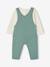Fleece Top & Dungarees Ensemble, for Babies BROWN MEDIUM SOLID+emerald green 