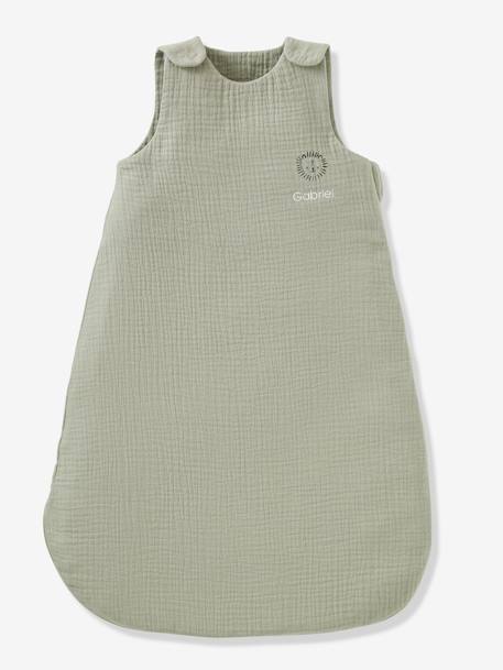 Summer Baby Sleeping Bag in Organic Cotton* Gauze, No Lining coral+grey blue+sage green 