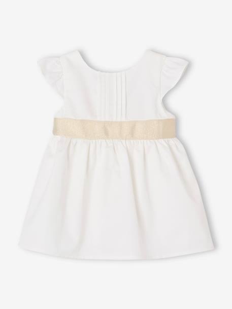 Occasion Wear Dress with Bow at the Back, for Babies white 