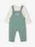 Fleece Top & Dungarees Ensemble, for Babies BROWN MEDIUM SOLID+emerald green 
