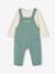 Fleece Top & Dungarees Ensemble, for Babies BROWN MEDIUM SOLID+emerald green 