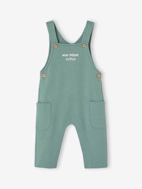Fleece Top & Dungarees Ensemble, for Babies BROWN MEDIUM SOLID+emerald green 