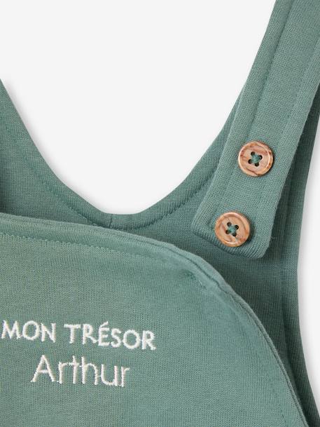 Fleece Top & Dungarees Ensemble, for Babies BROWN MEDIUM SOLID+emerald green 