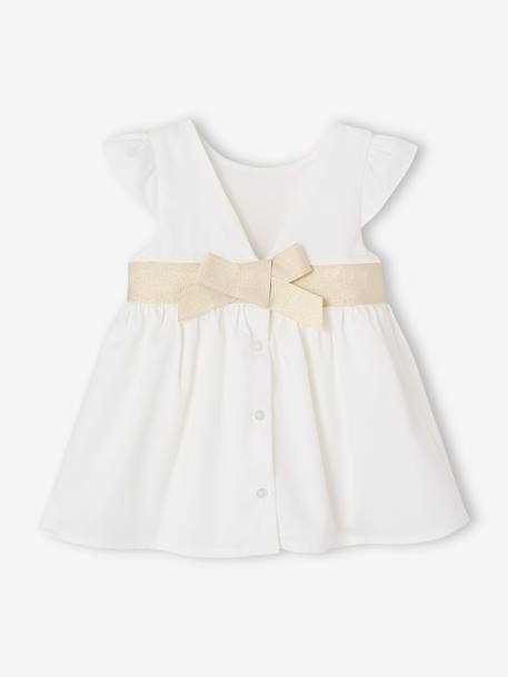 Occasion Wear Dress with Bow at the Back, for Babies white 
