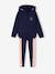 Technical fabric hooded sweatshirt and leggings set for girls navy blue 