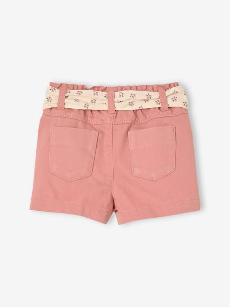 Paperbag Shorts with Belt for Babies grey green+rose 