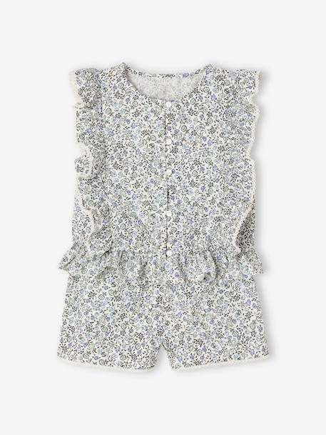 Occasion Wear Blouse + Shorts Set for Girls printed blue 