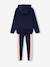 Technical fabric hooded sweatshirt and leggings set for girls navy blue 