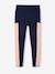 Technical fabric hooded sweatshirt and leggings set for girls navy blue 