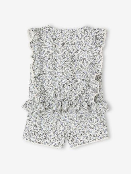Occasion Wear Blouse + Shorts Set for Girls printed blue 