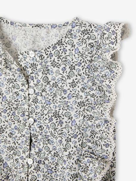 Occasion Wear Blouse + Shorts Set for Girls printed blue 