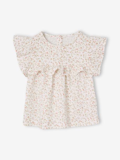 Cotton gauze blouse and shorts ceremony outfit for girls white 