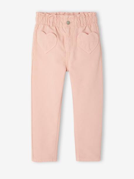 Paperbag trousers for girls with heart pockets rosy 