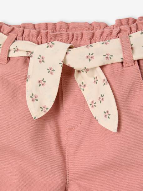 Paperbag Shorts with Belt for Babies grey green+rose 