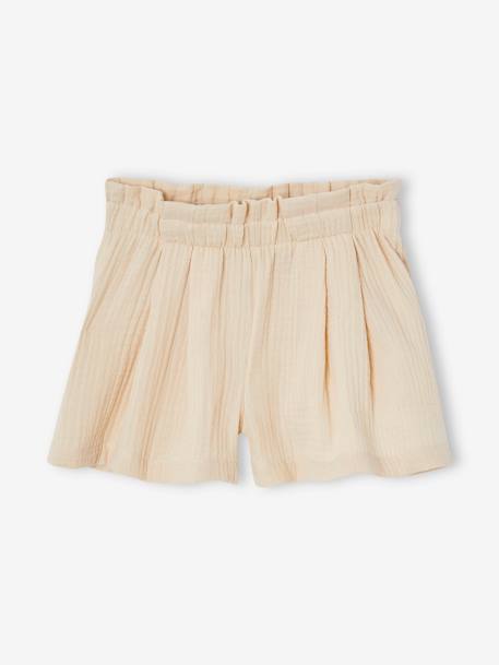 Cotton gauze blouse and shorts ceremony outfit for girls white 