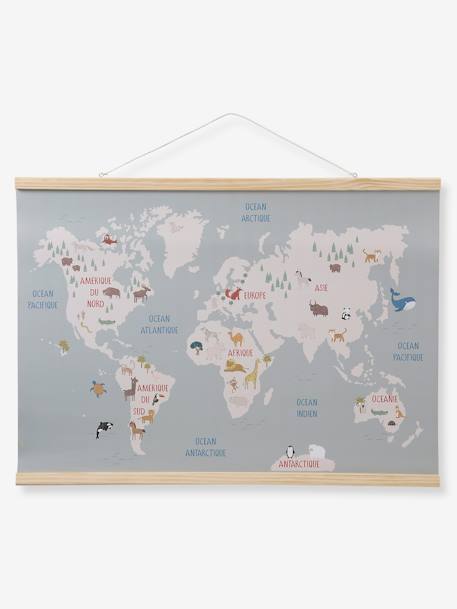 Wall-Mounted Animal World Map wood 