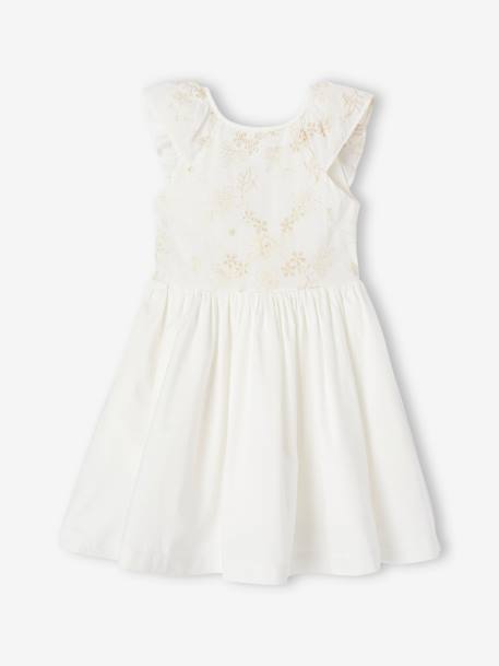 Occasion Wear Dress with Embroidered Iridescent Flowers, for Girls white 