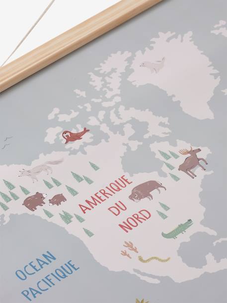 Wall-Mounted Animal World Map wood 