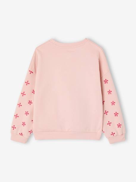 Openwork sleeve sweatshirt for girls pale pink 