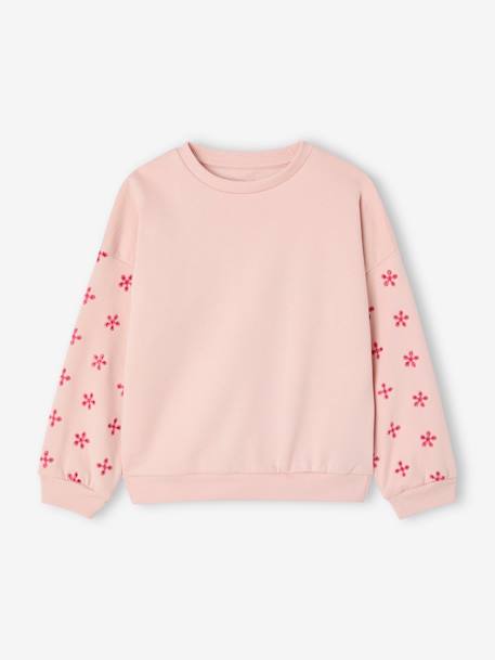 Openwork sleeve sweatshirt for girls pale pink 