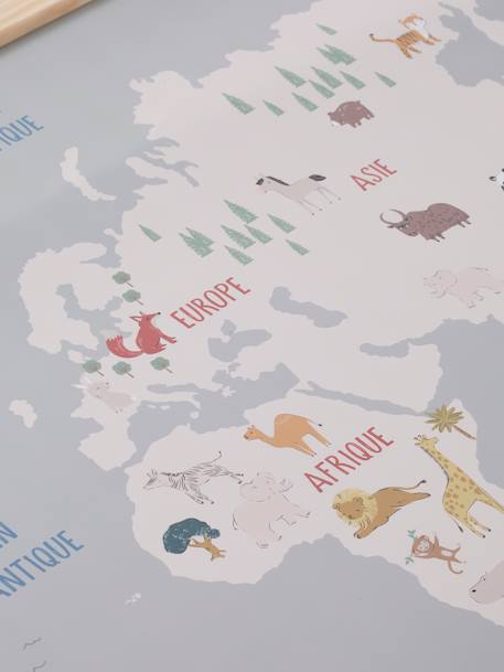 Wall-Mounted Animal World Map wood 