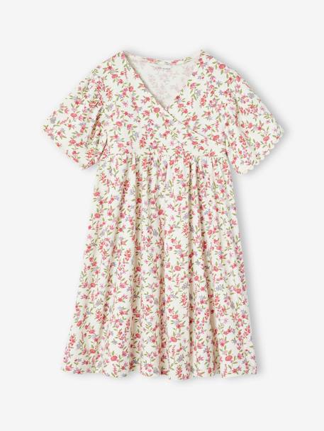 Girl's floral wrap-neck dress multicoloured 