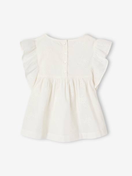 Occasion Wear Blouse in Broderie Anglaise for Girls white 