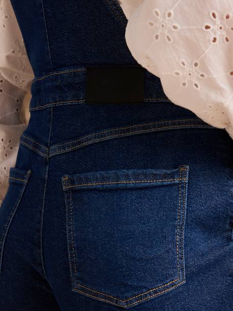 Wide-leg denim maternity dungarees brut denim 