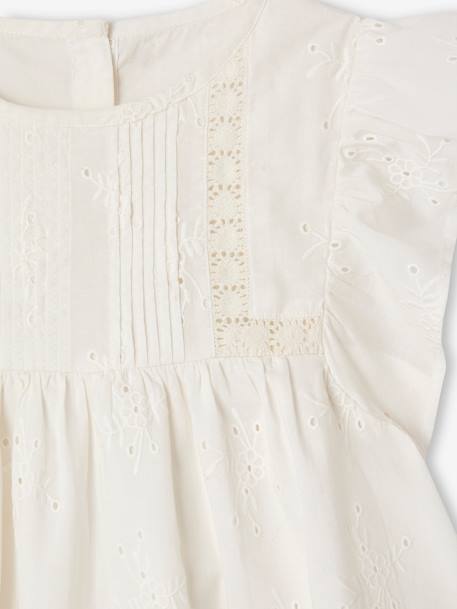 Occasion Wear Blouse in Broderie Anglaise for Girls white 