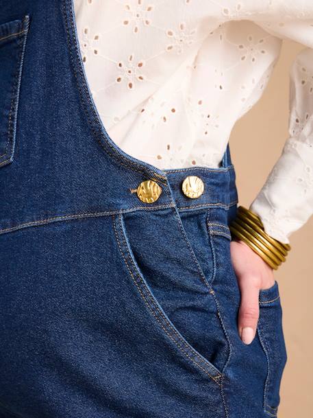 Wide-leg denim maternity dungarees brut denim 