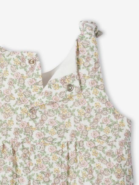 Jumpsuit for Newborn Babies, Embroidery in Cotton Gauze beige+ecru+Light Green/Print+white 