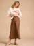 Long Skirt in Cotton Gauze for Maternity, ENVIE DE FRAISE beige+green 