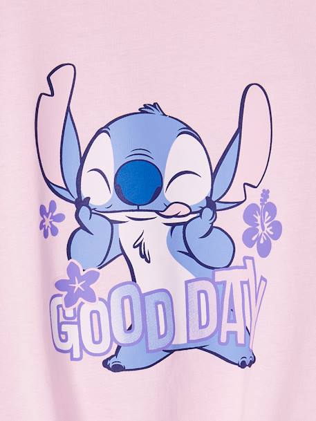 Short Sleeve T-Shirt with Knot, 'Good day' Disney® Stitch soft lilac 