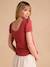 T-Shirt for Maternity, Low Neckline at the Back, in Wide Knit, by ENVIE DE FRAISE khaki+terracotta 