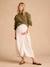 Sweatshirt with Dual Fabric Openwork Sleeves for Maternity, by ENVIE DE FRAISE khaki+sandy beige 