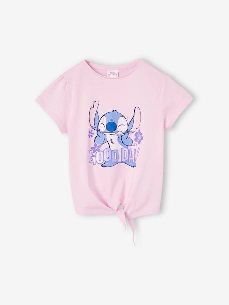 Short Sleeve T-Shirt with Knot, 'Good day' Disney® Stitch soft lilac 