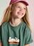 Girls' dress in lightweight fleece green+marl grey+sage green+striped blue 