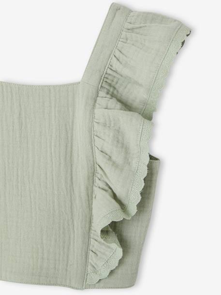Occasion Wear Blouse & Frilled Skirt Combo blush+sage green 