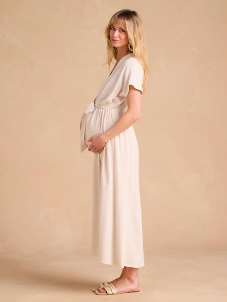 Long Shirt Dress for Maternity & Nursing, ENVIE DE FRAISE beige+black 