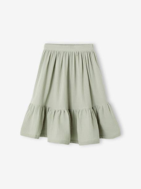 Occasion Wear Blouse & Frilled Skirt Combo blush+sage green 