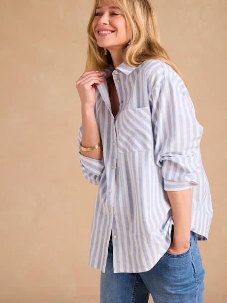 Striped Shirt for Maternity & Nursing by ENVIE DE FRAISE ecru 