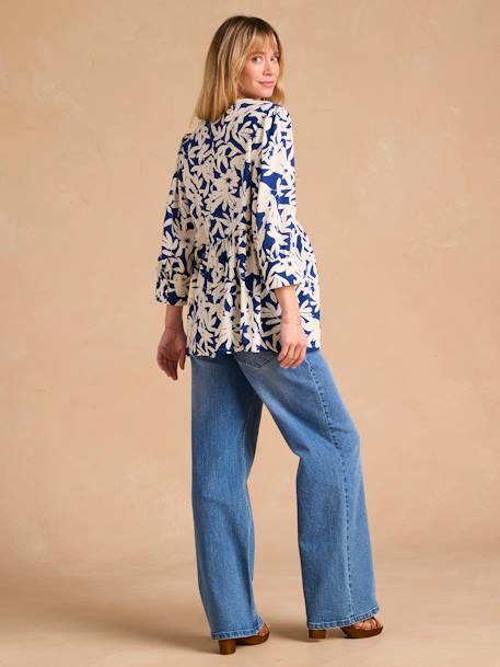 Floral Blouse for Maternity & Nursing by ENVIE DE FRAISE royal blue 