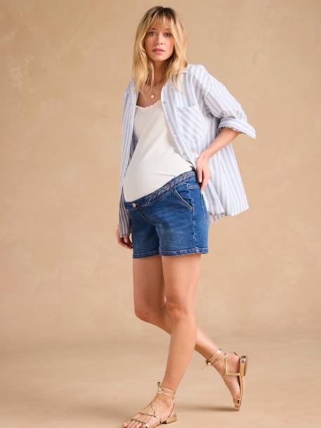 Denim Shorts with Fancy Plait, Detachable Belly Band, ENVIE DE FRAISE double stone 