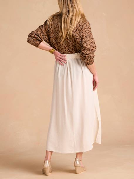 Long Viscose & Linen Skirt for Maternity, by ENVIE DE FRAISE beige 
