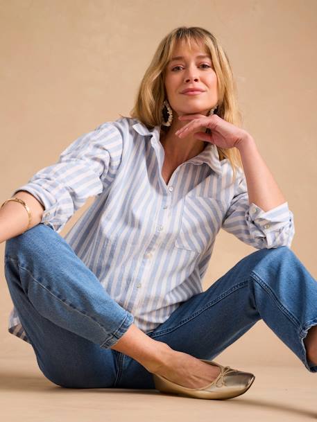 Striped Shirt for Maternity & Nursing by ENVIE DE FRAISE ecru 