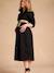 Long Linen-Effect Cotton Shirt Dress For Pregnancy & Nursing, ENVIE DE FRAISE black+striped blue 