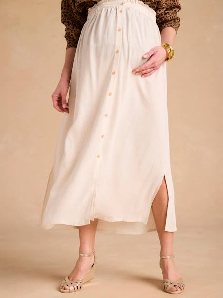 Long Viscose & Linen Skirt for Maternity, by ENVIE DE FRAISE beige 