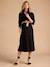 Long Linen-Effect Cotton Shirt Dress For Pregnancy & Nursing, ENVIE DE FRAISE black+striped blue 