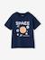 Boys' sparkly space print T-shirt almond green+night blue 